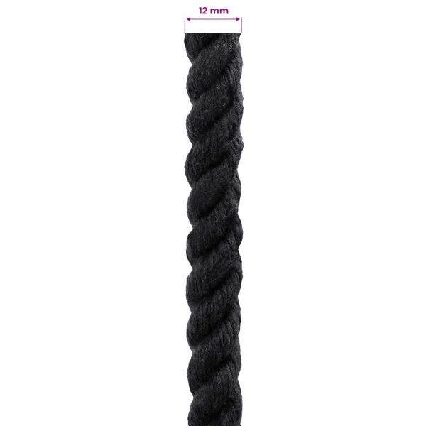 Baumwollseil 12 mm 50 m Schwarz 100% Baumwolle