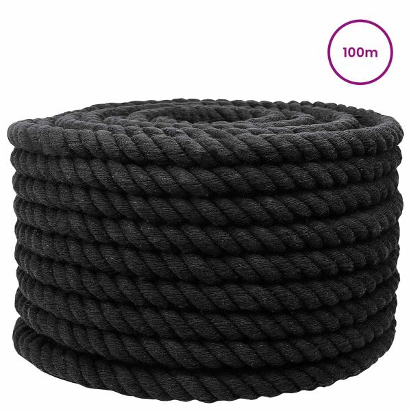 Baumwollseil 20 mm 100 m Schwarz 100% Baumwolle
