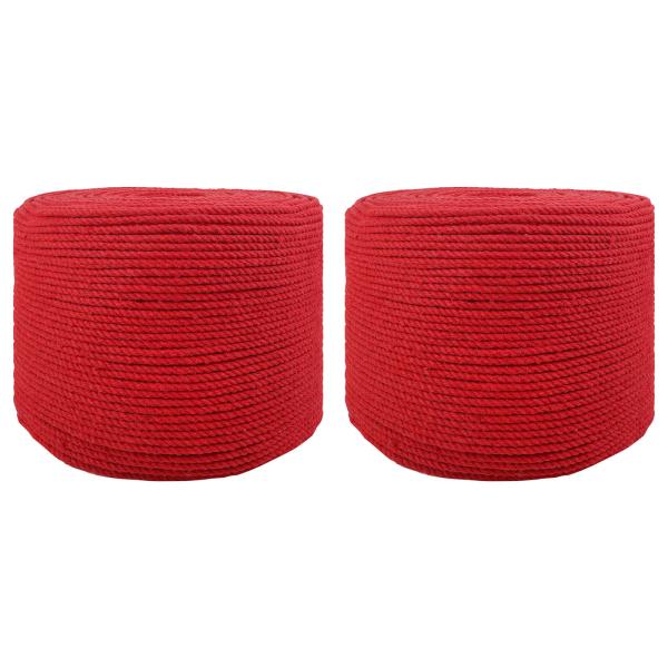 ARDEBO.de - Baumwollzwirn 2 stk. 2 mm 100 m Rot 100% Baumwolle