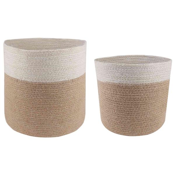 ARDEBO.de - Pflanztopfsatz 2 stk. Natürlich und Weiß Ø 28 x 28 cm