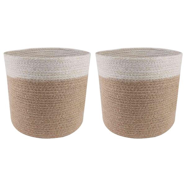 ARDEBO.de - Pflanztopfsatz 2 stk. Natürlich und Weiß Ø 21 x 21 cm
