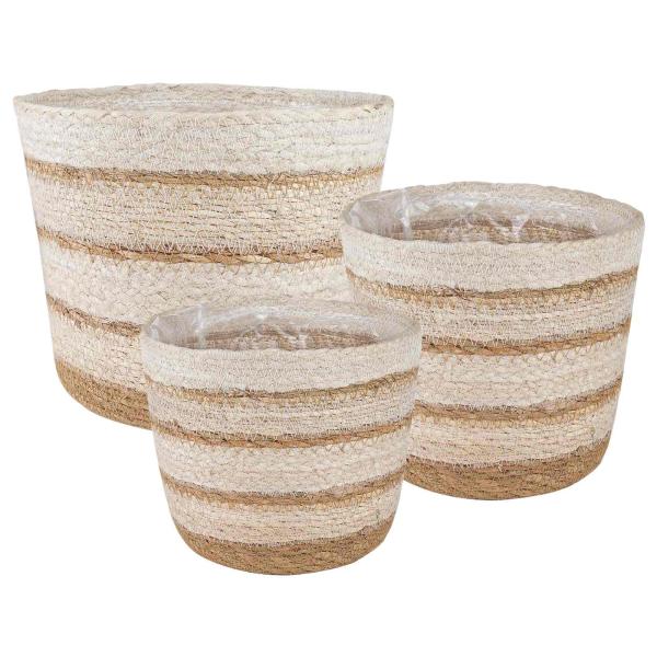 ARDEBO.de - 3 stk. Natürlich, Weiß und Beige Ø26 x 19 cm 100% Seegras
