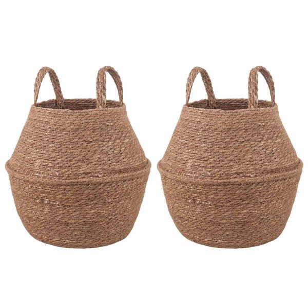 ARDEBO.de - Pflanzenkübel mit Griffen 2 stk. Natur Ø 22 x 20 cm