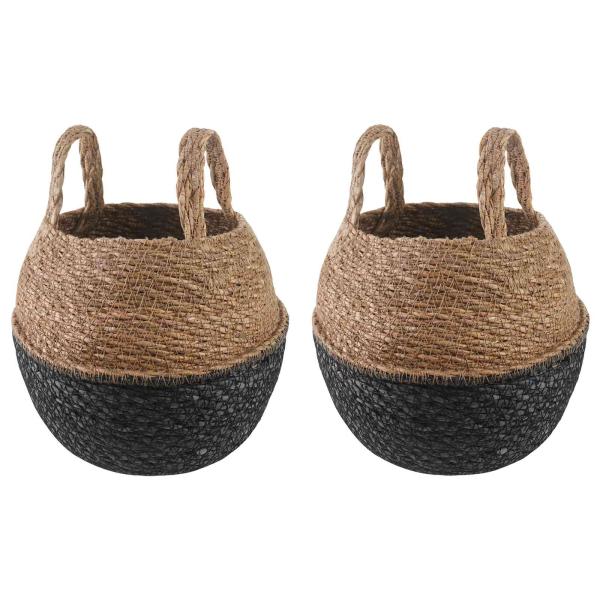 ARDEBO.de - Pflanzenkübel mit Griffen 2 Stk. Schwarz Ø 22 x 20 cm