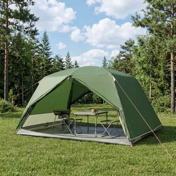 ARDEBO.de - Trekkingzelt 4 Personen Grün 185T Polyester mit PU-Beschichtung