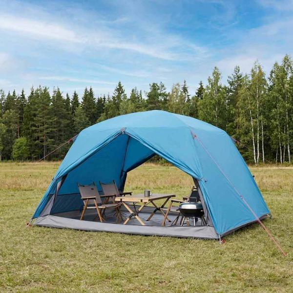 ARDEBO.de - Trekkingzelt 4 Personen Blau 185T Polyester mit PU-Beschichtung