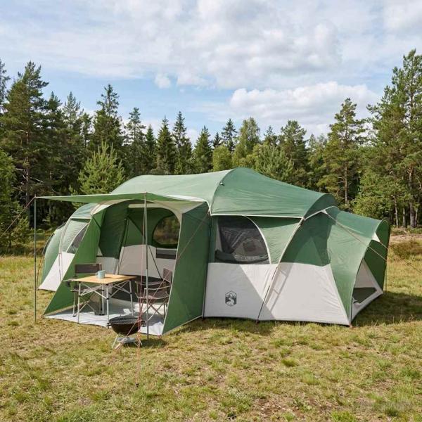ARDEBO.de - Familienzelt mit Regenschutz wasserdicht 10 Personen Grün