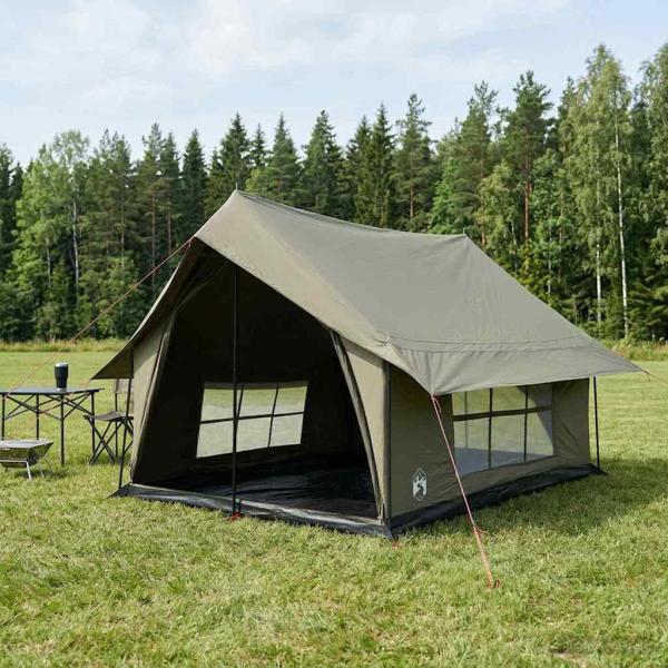 ARDEBO.de - Hütten-Zelt Armeegrün 340 x 246 x 210 cm Polybaumwolle