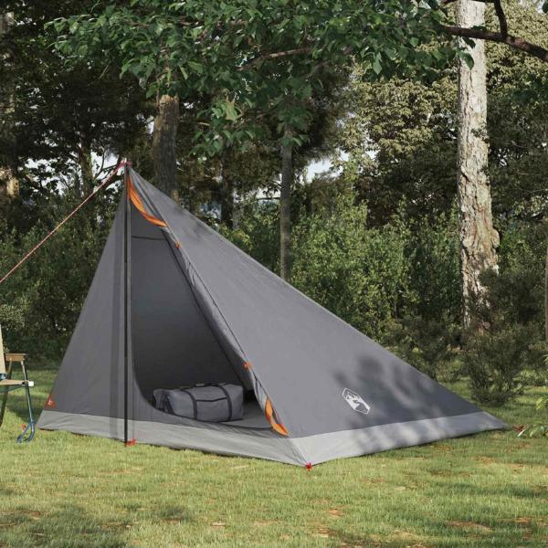ARDEBO.de - Trekkingzelt 4 Personen Grau und Orange