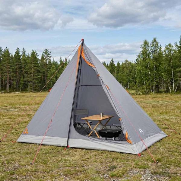 ARDEBO.de - Trekkingzelt 2 Personen Grau und Orange
