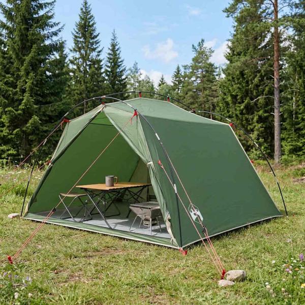 ARDEBO.de - Tunnelzelt Grün 4-Personen 185T Polyester mit PU-Beschichtung