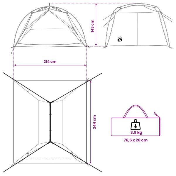 Tunnelzelt Grün 4-Personen 185T Polyester mit PU-Beschichtung