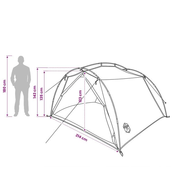 Tunnelzelt Grün 4-Personen 185T Polyester mit PU-Beschichtung