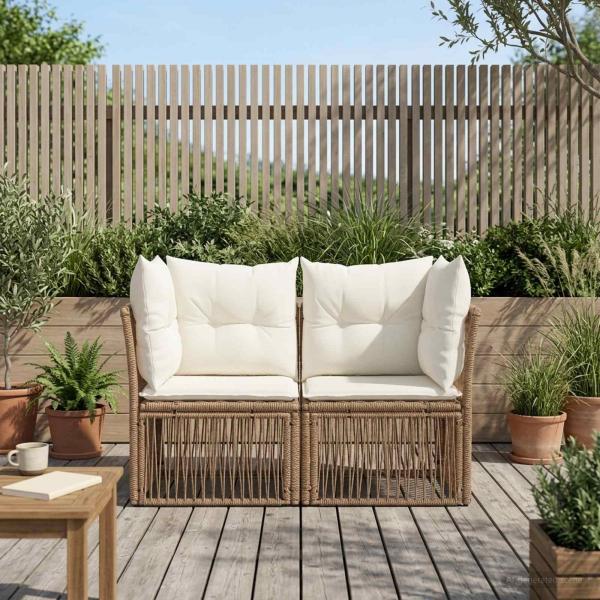 ARDEBO.de - Garten-Sofa 2-Sitzanzahl Beige Poly-Rattan