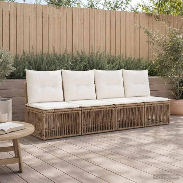 ARDEBO.de - 4-Sitzer-Sofa 4 stk. 4-Sitzanzahl Beige Poly-Rattan