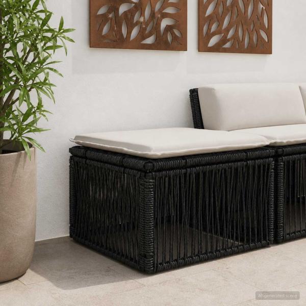 ARDEBO.de - Fußhocker Schwarz Poly-Rattan