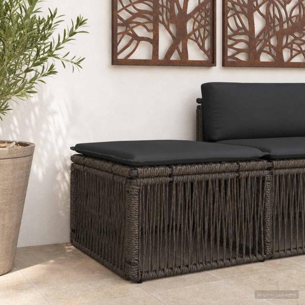 ARDEBO.de - Fußhocker Grau Poly-Rattan