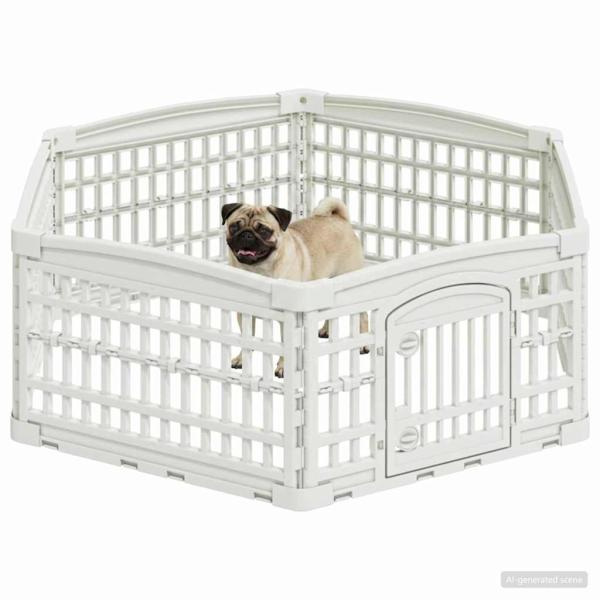 ARDEBO.de - 6-Panel-Hundespielplatz 122 x 106,5 x 40 cm Kunststoff Weiß