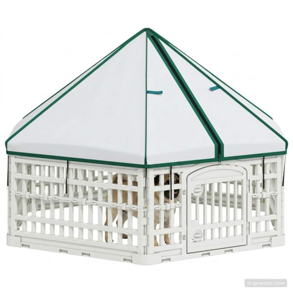 6-Panel-Hundespielplatz 122 x 106,5 x 82 cm Kunststoff Weiß