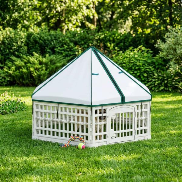 6-Panel-Hundespielplatz 122 x 106,5 x 82 cm Kunststoff Weiß