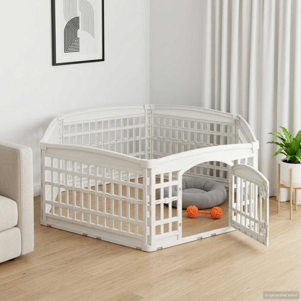 ARDEBO.de - 6-Panel-Hundespielplatz 177,5 x 154,5 x 58 cm Kunststoff Weiß