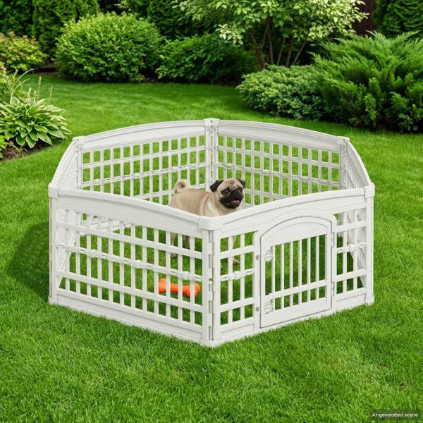 6-Panel-Hundespielplatz 177,5 x 154,5 x 58 cm Kunststoff Weiß