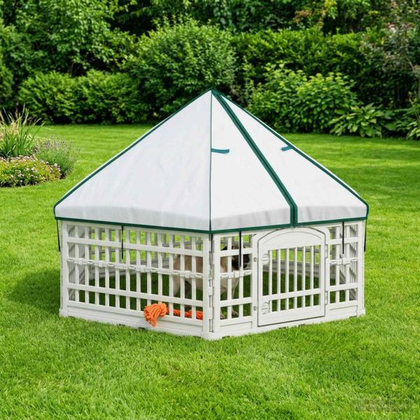 6-Panel-Hundespielplatz 177,5 x 154,5 x 112 cm Kunststoff Weiß