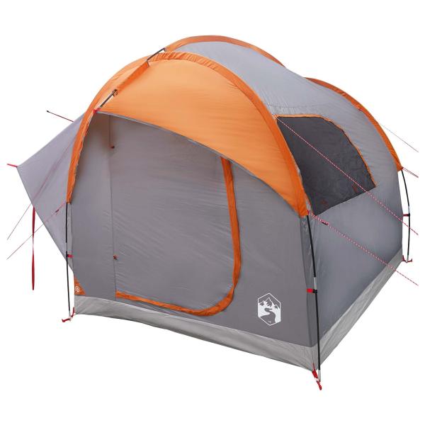 Autozelt Grau und Orange 3-Personen Polyester und Stahl