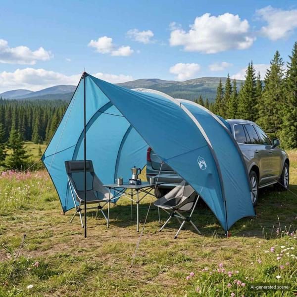 ARDEBO.de - Heck-Awnings wasserfest Blau 405 x 280 x 220 cm