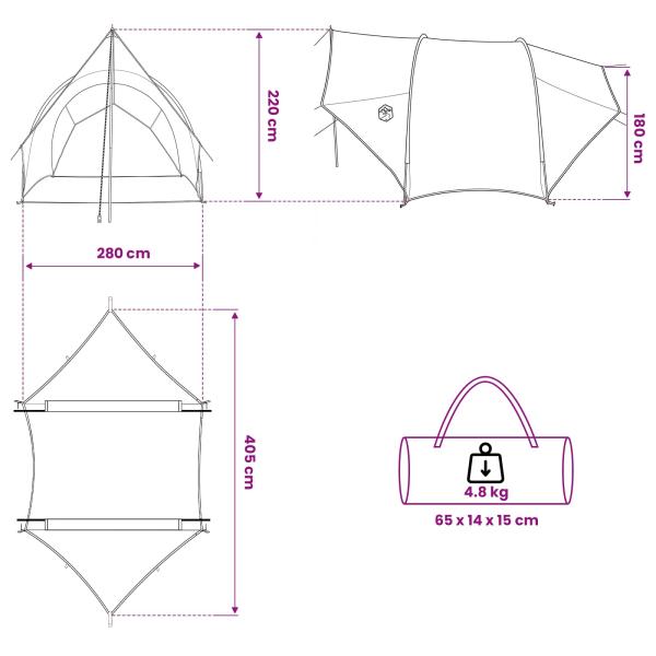 Heck-Awnings wasserfest Blau 405 x 280 x 220 cm