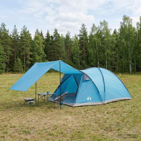 ARDEBO.de - Hütten-Zelt 6 Personen Blau Polyester und Stahl
