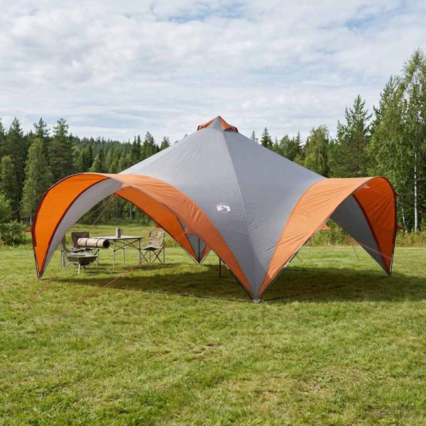 ARDEBO.de - Party-Zelt mit Dach Grau und Orange 600 x 600 x 400 cm