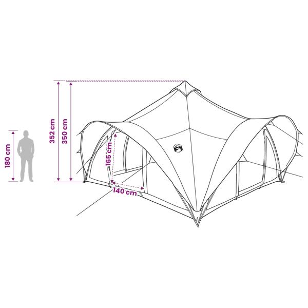 Tipi Zelt mit Dach Grün 18-Personen Polyester und Stahl