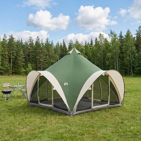ARDEBO.de - Tipi Zelt 6,0 Personen Grün Polyester und Stahl