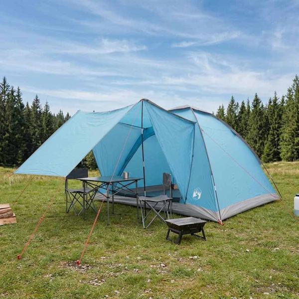 ARDEBO.de - Campingzelt 4 Personen Blau Polyester und Stahl