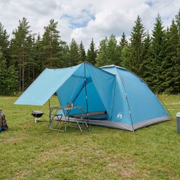 ARDEBO.de - Campingzelt 6 Personen Blau Polyester und Stahl