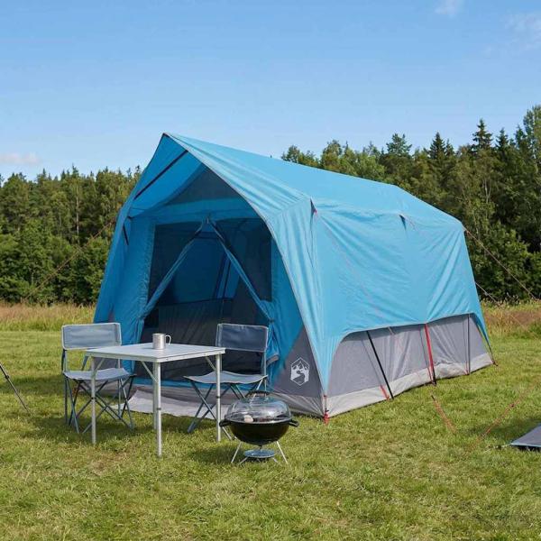 ARDEBO.de - Tunnelzelt 8 Personen Blau Polyester und Stahl