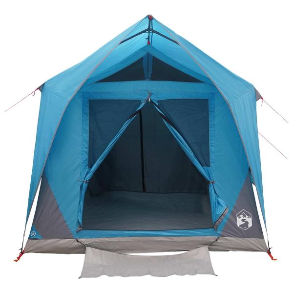 Tunnelzelt 8 Personen Blau Polyester und Stahl