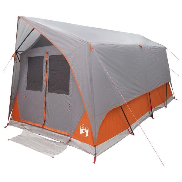 Tunnelzelt 8 Personen Grau und Orange Polyester und Stahl
