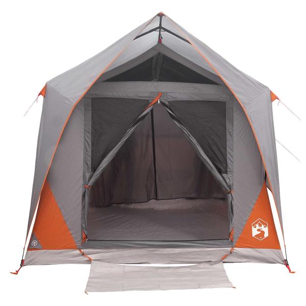 Tunnelzelt 8 Personen Grau und Orange Polyester und Stahl