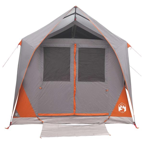 Tunnelzelt 8 Personen Grau und Orange Polyester und Stahl