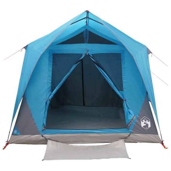 Tunnelzelt 6 Personen Blau Polyester und Stahl