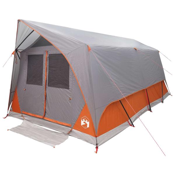 Tunnelzelt Grau und Orange 10 Personen Polyester und Stahl