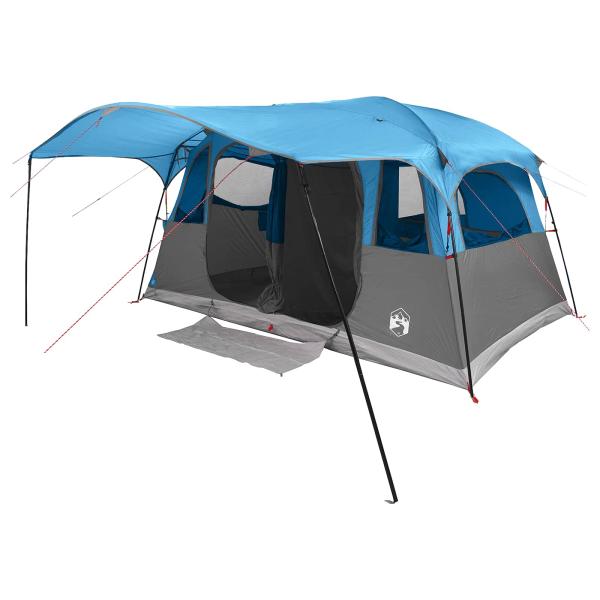 Tunnelzelt 6 Personen Blau Polyester und Stahl