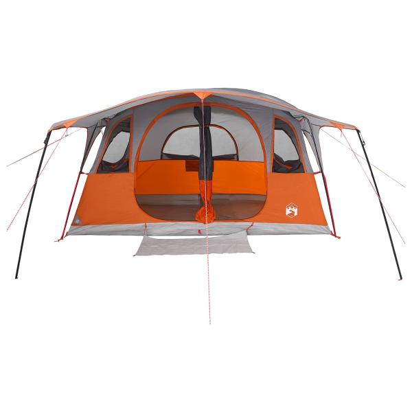 Tunnelzelt 10 Personen Grau und Orange Polyester und Stahl