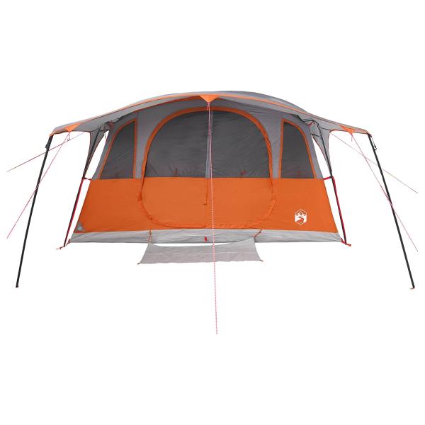 Tunnelzelt 10 Personen Grau und Orange Polyester und Stahl
