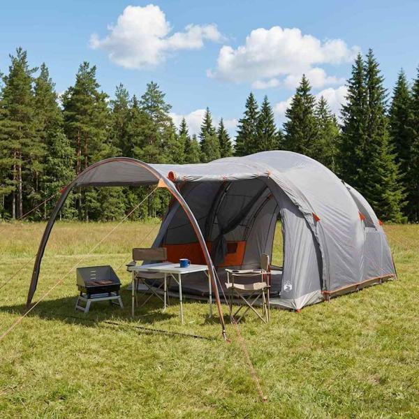 ARDEBO.de - Tunnelzelt 370 x 275 x 210 cm Grau und Orange