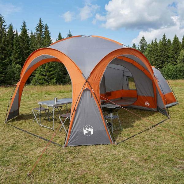 ARDEBO.de - Seitenzelt mit Dach Grau und Orange 410 x 410 x 250 cm