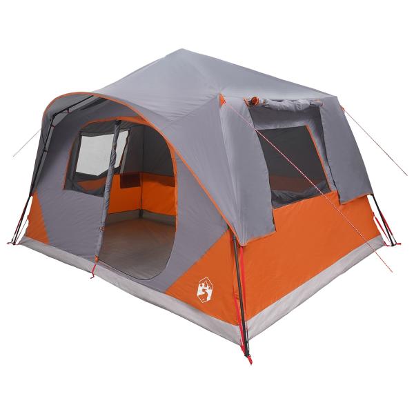 Sofort Zelt 8 Personen Grau und Orange Polyester und Stahl