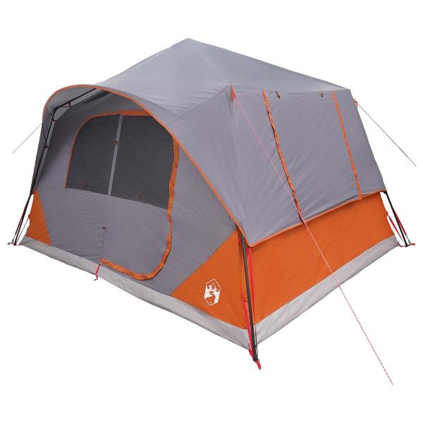 Sofort Zelt 8 Personen Grau und Orange Polyester und Stahl